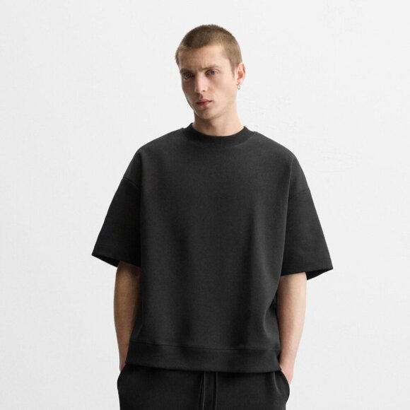 NWOT ZARA | Dense Sweatshirt Top Black Sz M - Picture 1 of 6